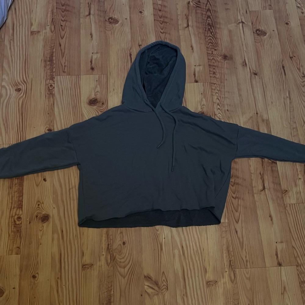 Sage green aerie cut off hoodie